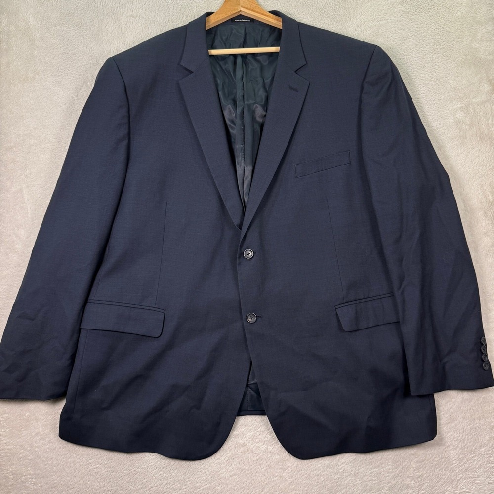 Pronto Uomo Platinum Mens 52L Big Tall Wool Blazer Sport Coat Navy Preppy Casual